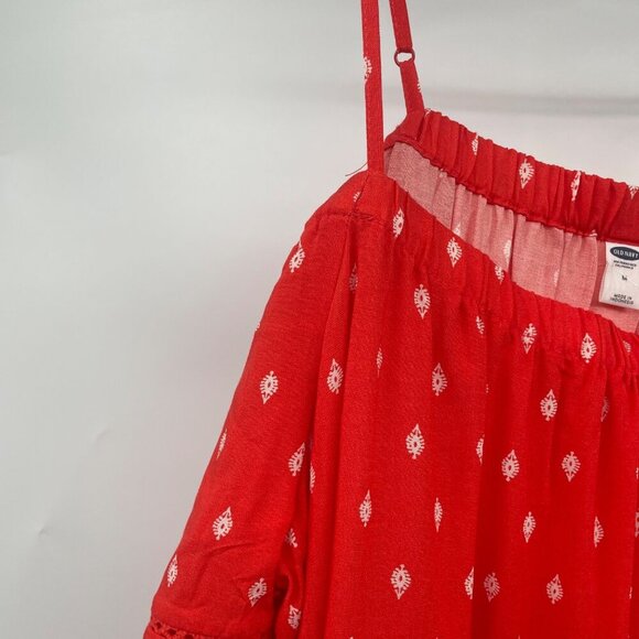 Old Navy Womens Cold Shoulder Top Orange/White Print Size Medium New - Picture 5 of 9